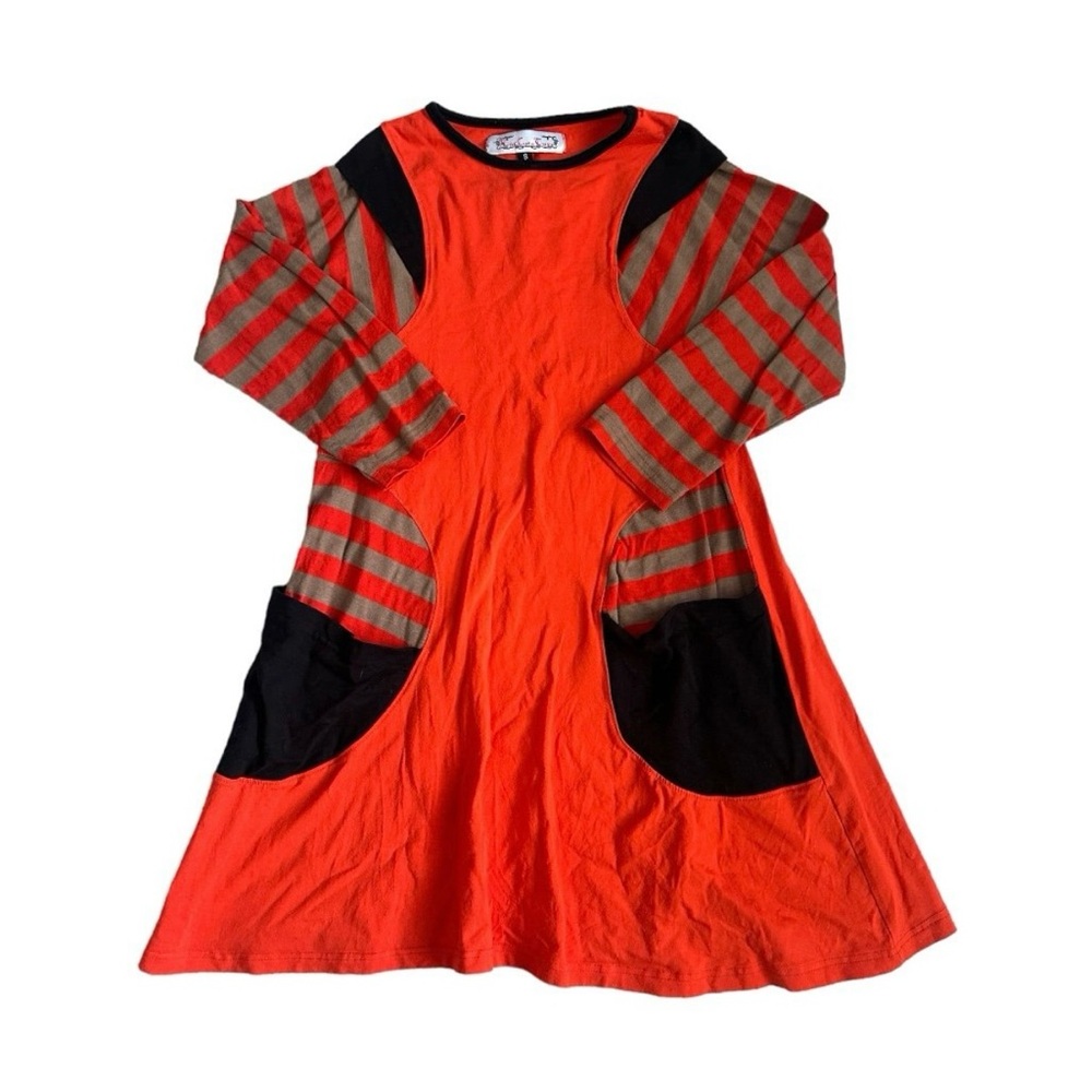 Kid Cute Ture Orange Jersey Pocket Dress